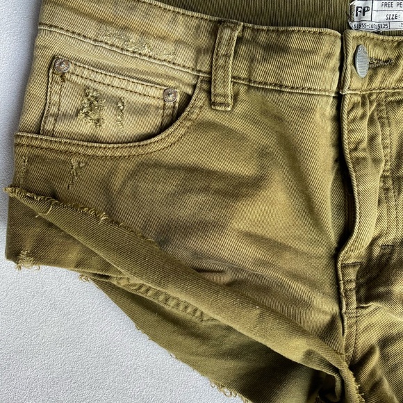 Free People Size 27 Olive Green Denim Shorts